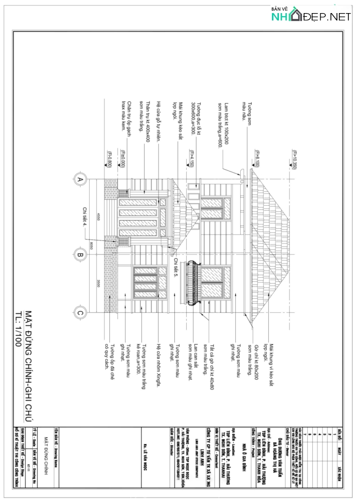 Hồ sơ file cad mẫu biệt thự 2 tầng 8.05×12.05m ( file cad)