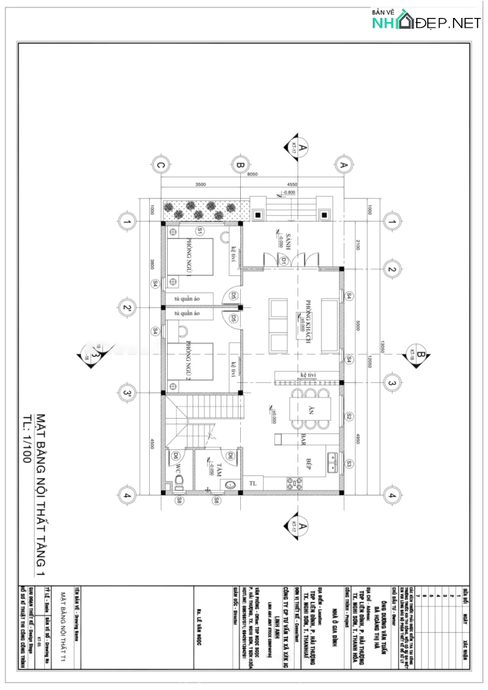Hồ sơ file cad mẫu biệt thự 2 tầng 8.05×12.05m ( file cad)