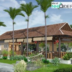 Hồ sơ thiết kế CAD nhà vườn nghỉ dưỡng (kiến trúc, kết cấu)