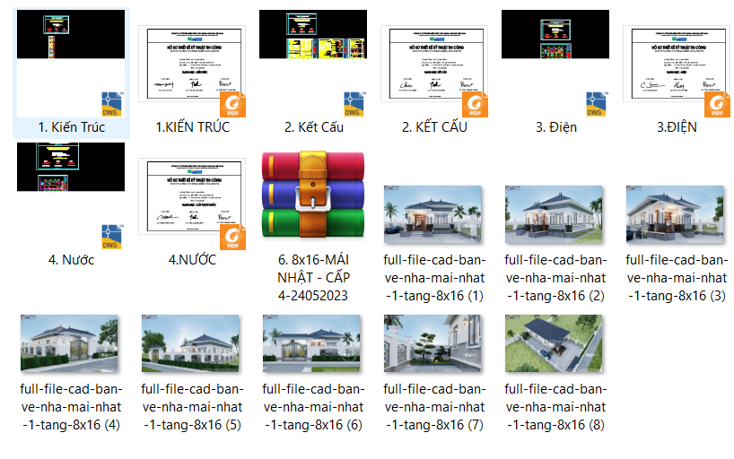 Nhà biệt thự 1 tầng 7.5x12.9m file cad - Ảnh 5