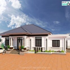 Biệt thự 1 tầng mái nhật 11.8x19.7m file autocad