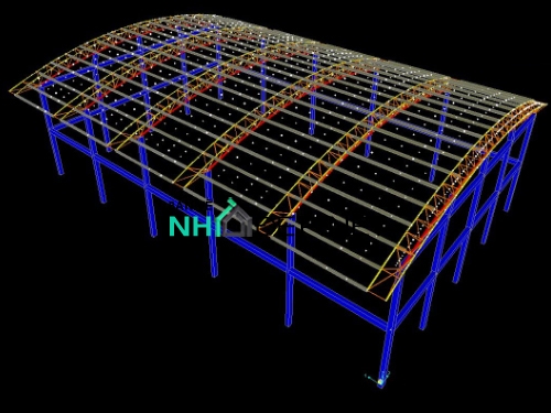Mái vòm thép ống nhịp 18m