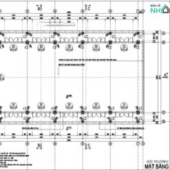 Mẫu bản vẽ thiết kế nhà cổ 5 gian 2 mái 15x25m