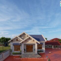 Hồ sơ thiết kế biệt thự mái thái 1 tầng kích thước 13.18x13.65m