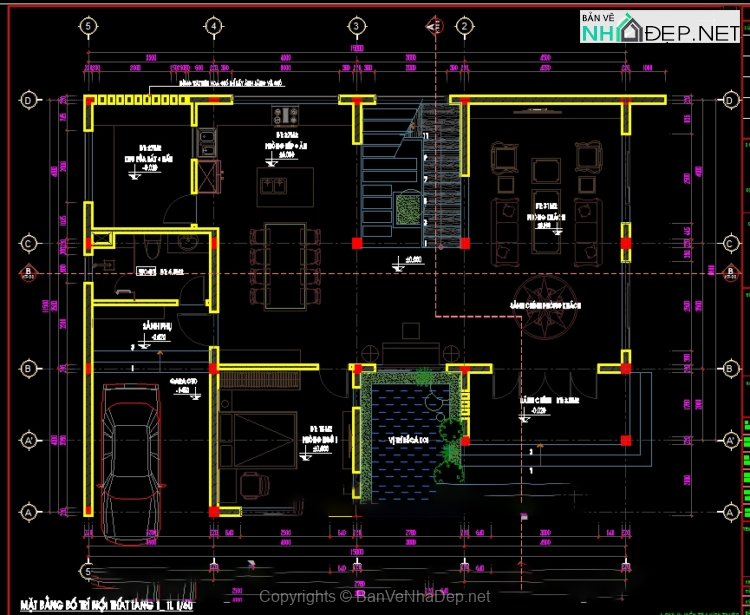 Mẫu biệt thự cao cấp 3 tầng 15×11.5m