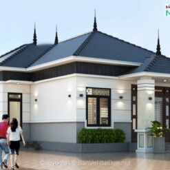 Mẫu nhà cấp 4 có 1 tầng mái Nhật kích thước: 9.62x13.58m