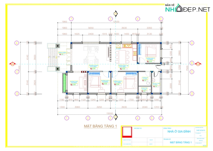 Mẫu thiết kế Biệt Thự 1 tầng mái Nhật hiện đại 7.5x15m