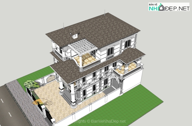 Nhà biệt thự 3 tầng đẹp phong cách tân cổ điển