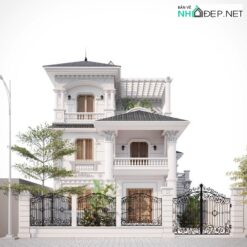 Nhà biệt thự 3 tầng đẹp phong cách tân cổ điển