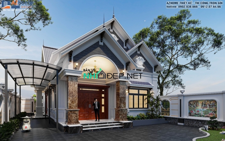 Nhà cấp 4 mái nhật kích thước 10.85×21.82m