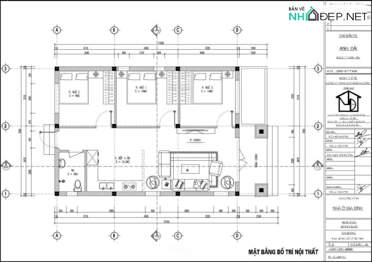 Nhà cấp 4 mái thái 400 triệu kích thước 7.1×9.8m