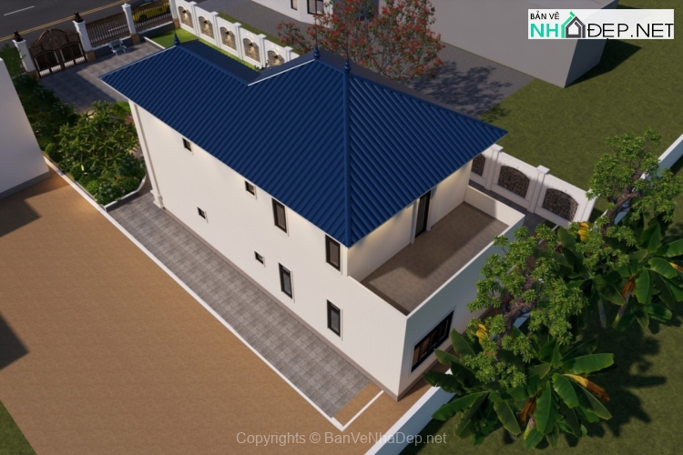 Nhà mái Nhật 2 tầng – 8x15m