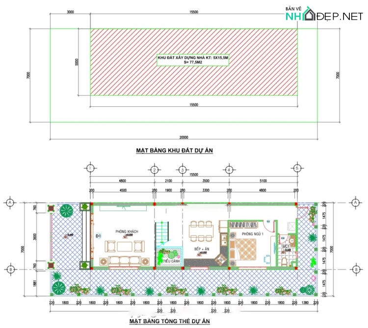 Nhà phố 2 tầng 5×15.5m hiện đại 2024
