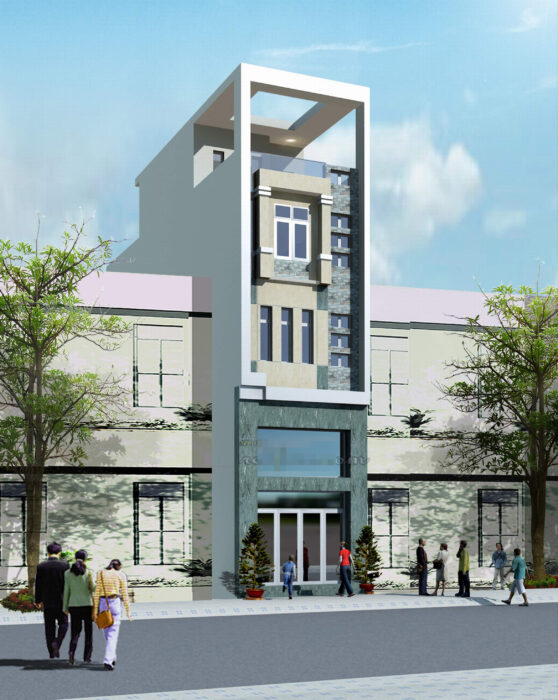 Nhà phố – 21.6 x 4.6 x 5 tầng – co lung