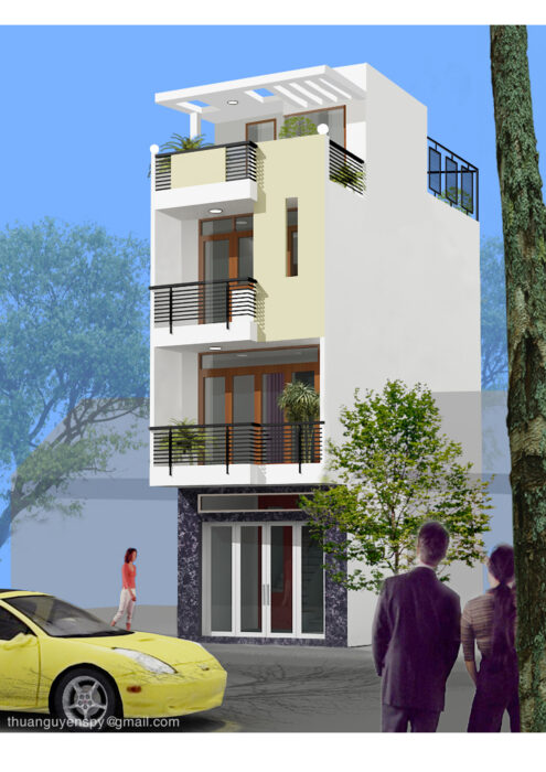 Nhà phố 3 x 12m x 4tầng – full