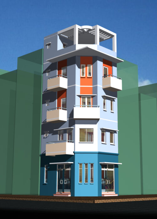 Nhà phố 3,7 x 11 x 5 tầng