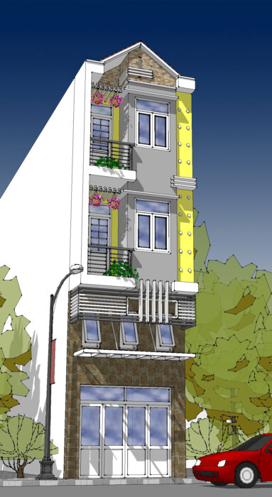 Nhà phố 3,8m x 16,2m x 4 tầng – full