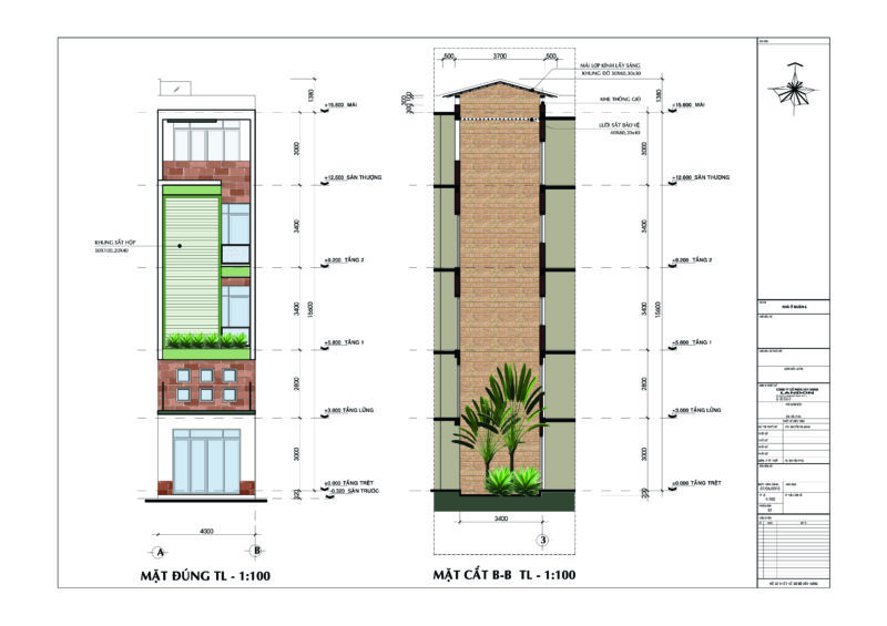 Nhà phố 4 x 16.5m x4 tầng