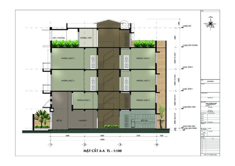 Nhà phố 4 x 16.5m x4 tầng