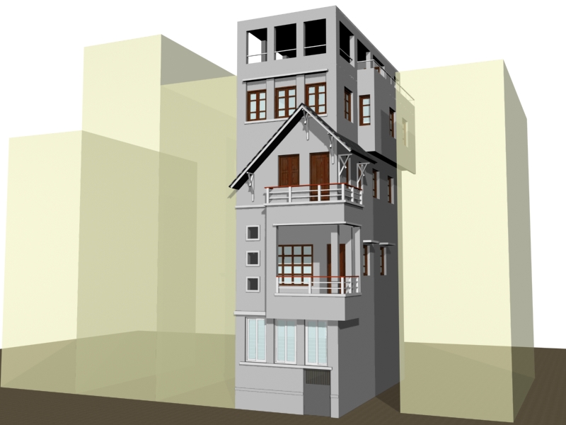 Nhà phố 4,5 x 11m x 5 tầng – Full KT