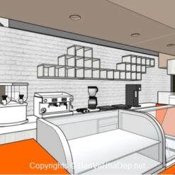 Quán cà phê và đồ ăn nhanh model sketchup