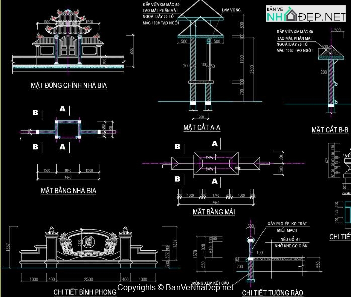 Share miễn phí thiết kế nhà bia tưởng niệm bản vẽ