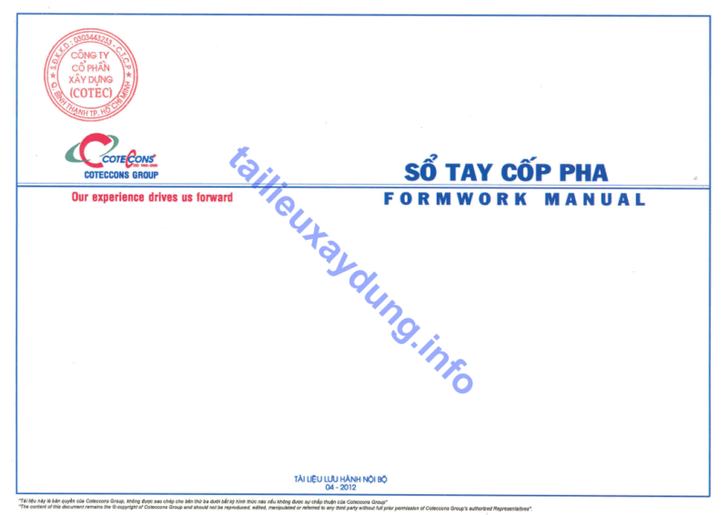 Sổ tay thi công cốp pha Cotecons
