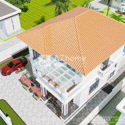 Trọn bộ Bản vẽ cad nhà biệt thự 2 tầng sảnh phải 8x15m