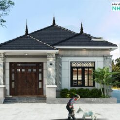 Bản vẽ chi tiết Biệt thự 1 tầng hiện đại mái nhật 8.5x17.2m